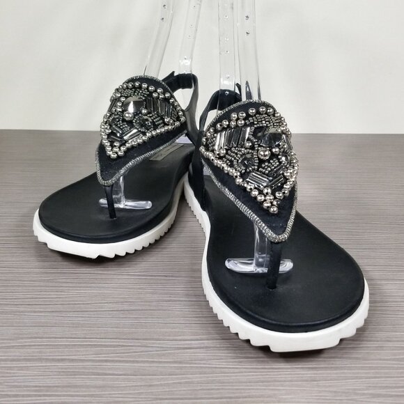 Tosca Blu Embellished Thong Sandal, Black, Womens Size 7.5 US / 38 - Picture 4 of 12